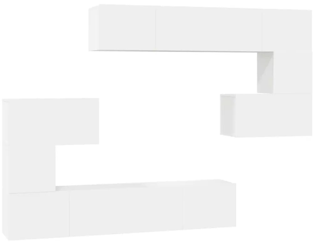 3078723 vidaXL Комплект ТВ шкафове от 8 части, бял, инженерно дърво