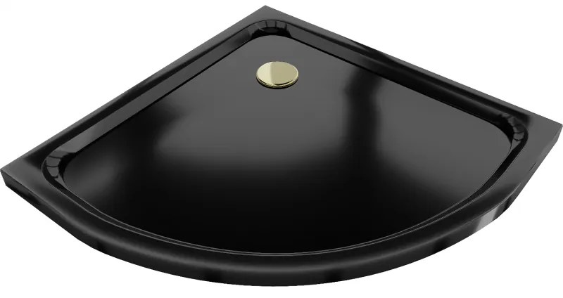 Mexen Flat полукръгъл душ плот 70 x 70 см, черен, златен сифона - 41707070G