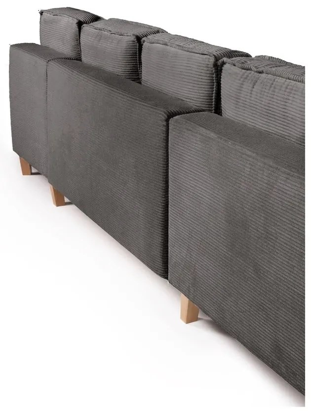 Сив сгъваем ъглов диван от рипсено кадифе (ляв ъгъл/"U" форма) Tori – Bonami Selection