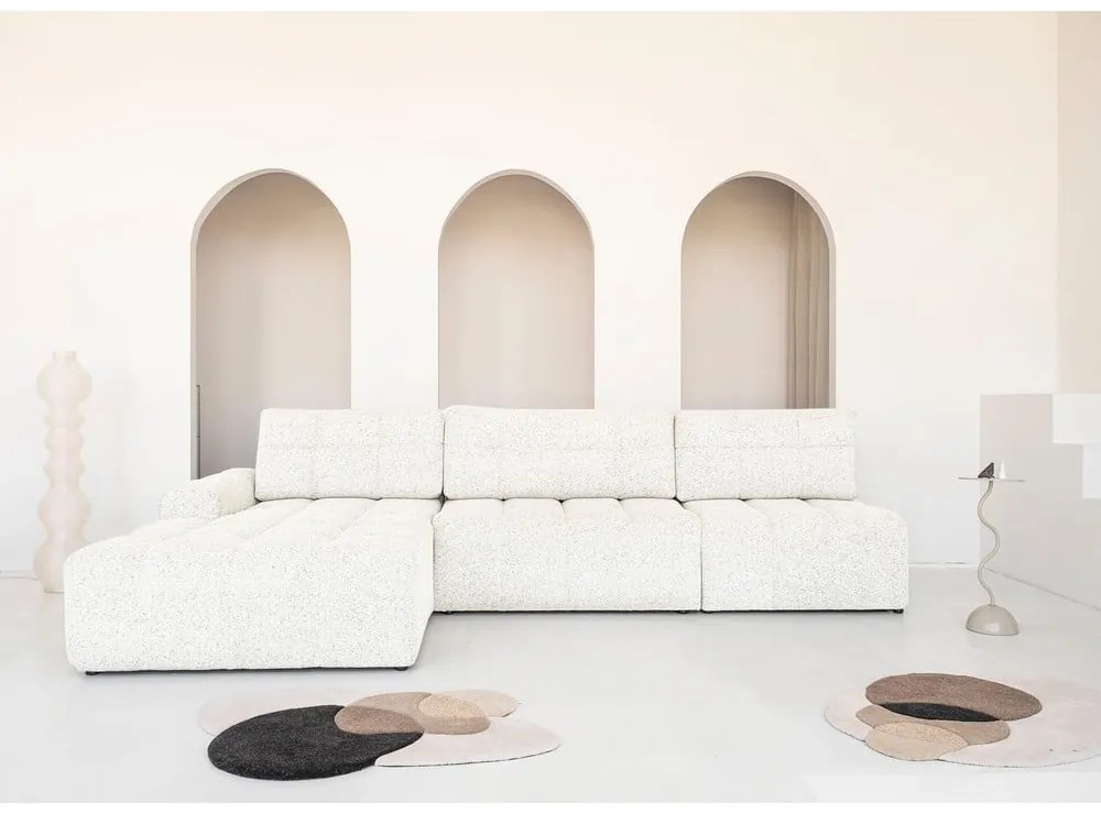 Кремав разтегателен модулен ъглов диван с място за съхранение (ляв ъгъл) Lulu – Miuform