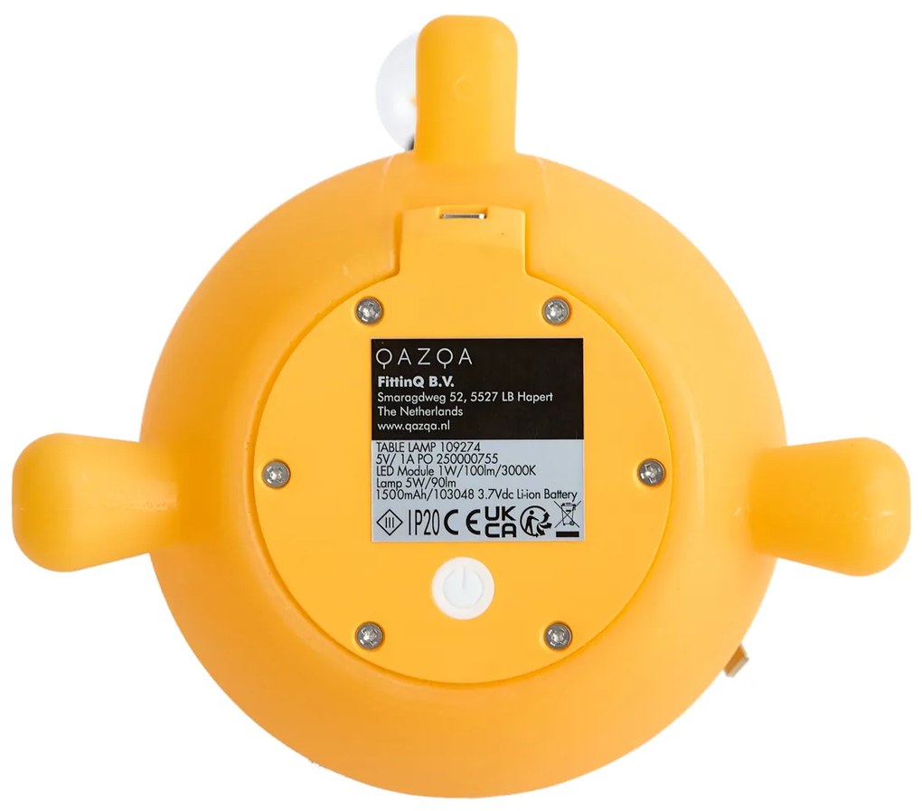 Модерна настолна лампа жълта с включен LED акумулатор - Bulby