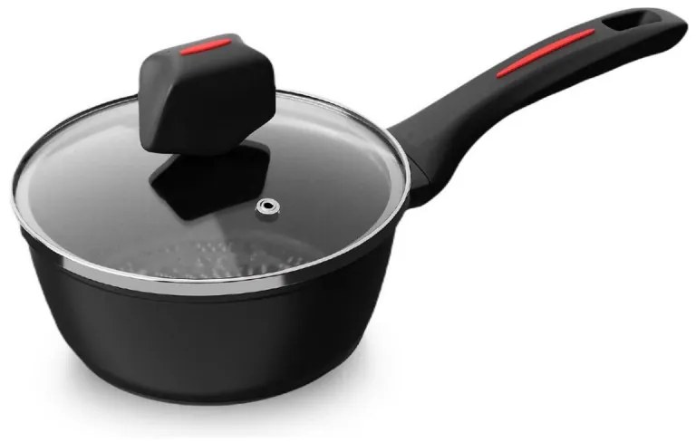 Касерола с капак Royalty Line RL-FSN18, 18 см, 1.8 л, Гранитно покритие, Индукция, Черен