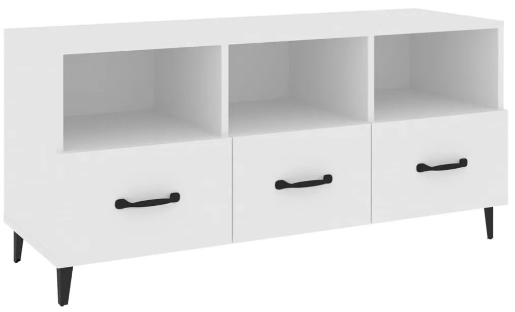 812609 vidaXL ТВ шкаф, бял, 102x35x50 см, инженерно дърво