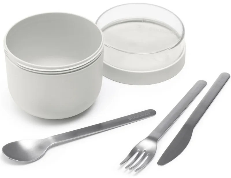 Купa за закуска Brabantia Make&Take 1006298, 500+180 мл, Винтово затваряне, Без BPA, Сив