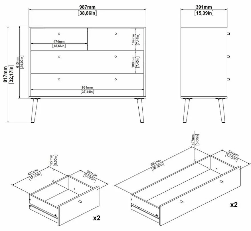 Бял нисък скрин 99x82 cm Bodo - Tvilum