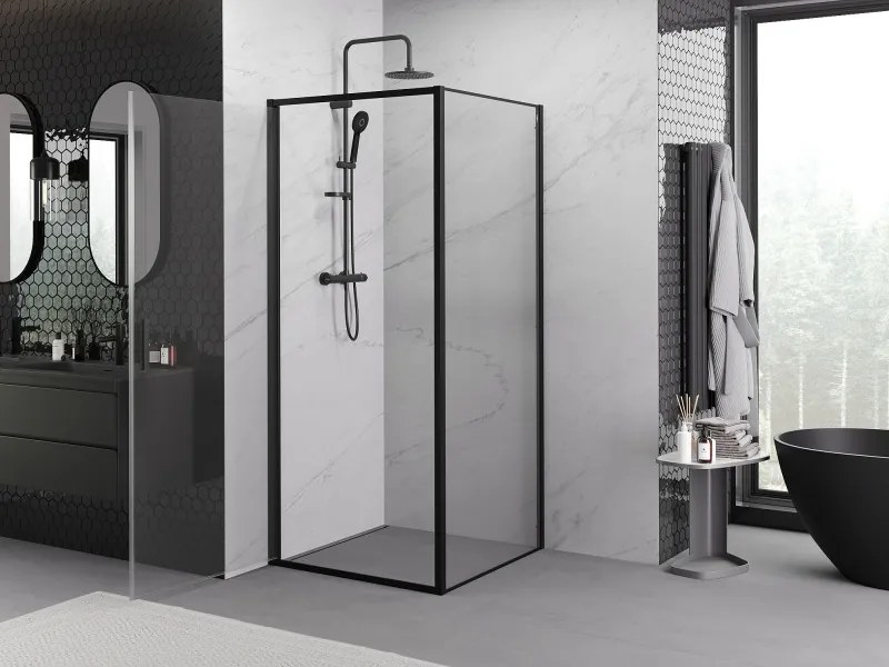 Mexen Exo-B люлееща се душ кабина 90 x 90 см, прозрачна, черна - 817-090-090-70-00