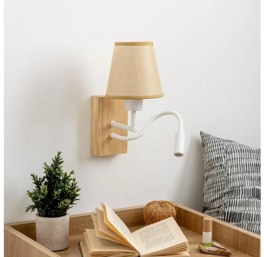 Brilagi - LED Аплик NUBILA WOOD 1xE27/25W/230V +LED/3W дъб/светлокафяво