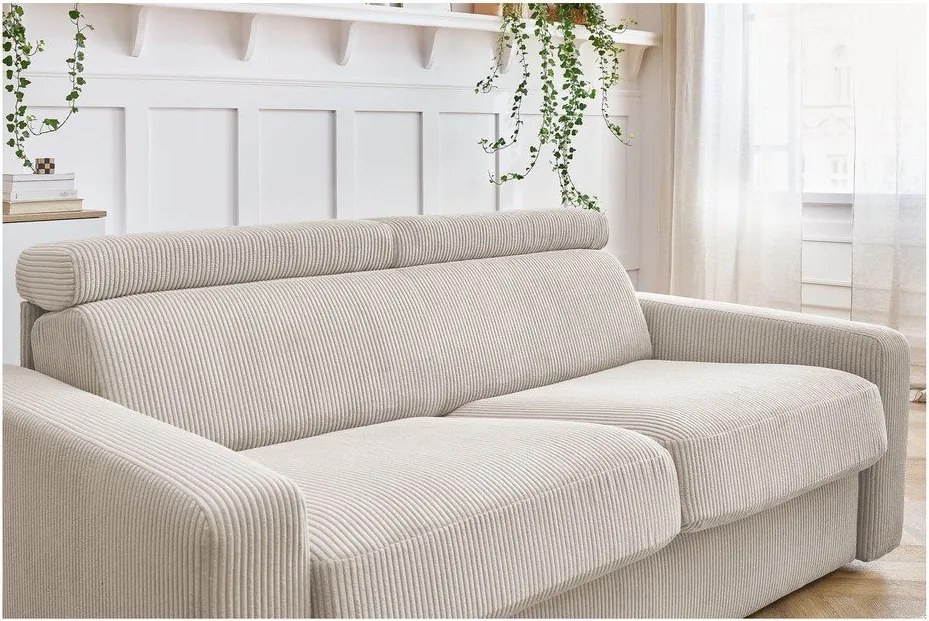 Кремав разтегателен диван от рипсено кадифе 195 cm Monaco – Bobochic Paris