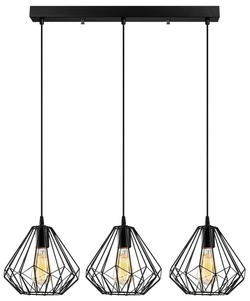 Черно висящо осветително тяло с метален абажур Diamond – Opviq lights