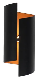 Модерна стенна лампа черна със златен интериор - Faldo