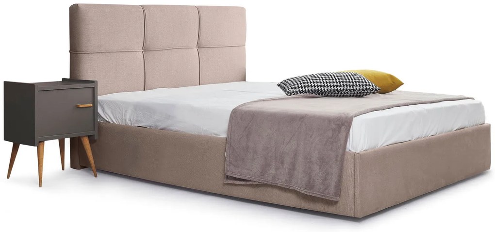 Тапицирано легло Manhattan-Mocca-110 x 200-Με μηχανισμό ανύψωσης