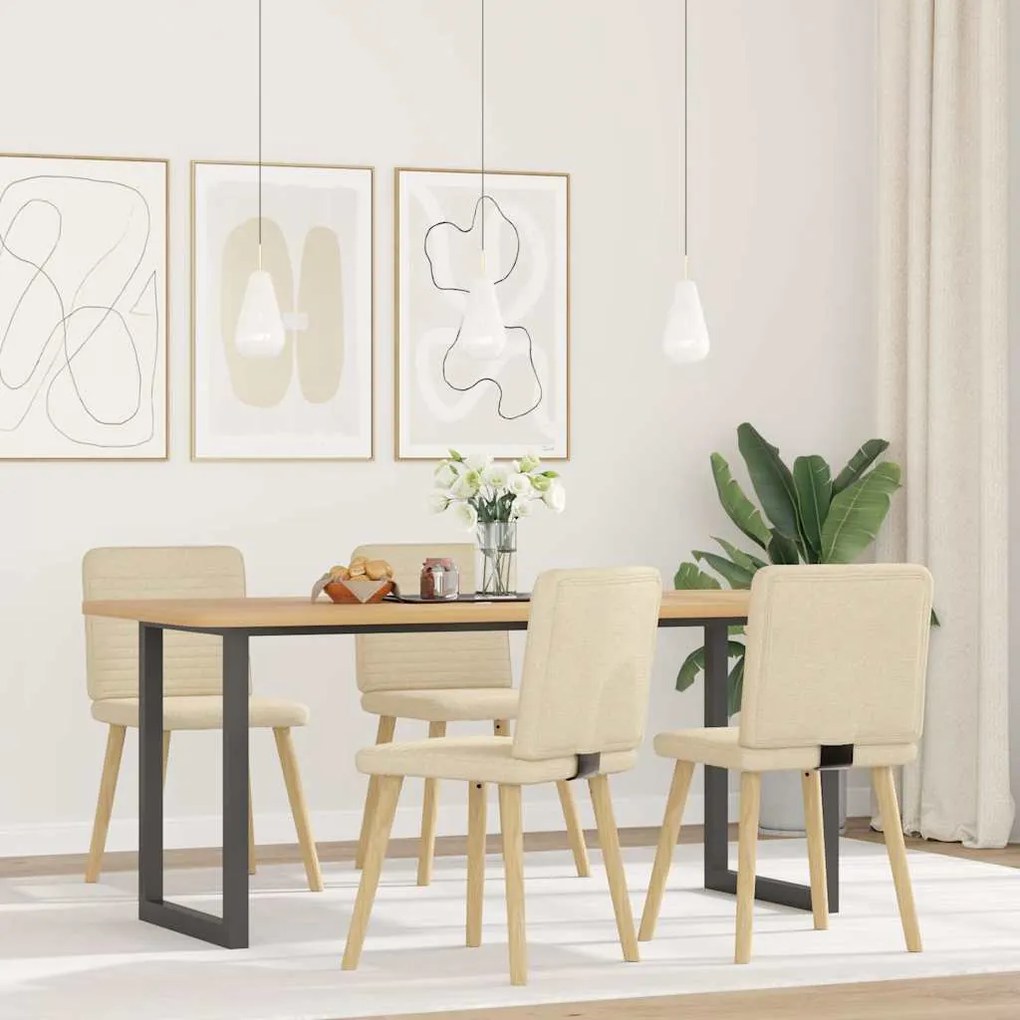 3315251 vidaXL Трапезни столове, 4 бр, кремави, текстил