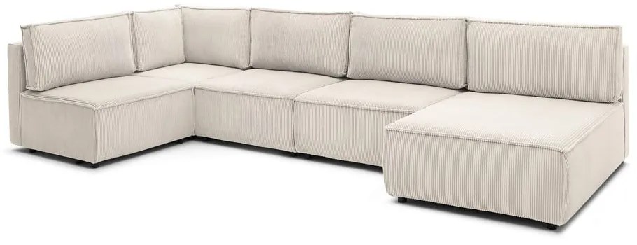 Кремав променлив велурен U-образен ъглов диван Nihad modular - Bobochic Paris