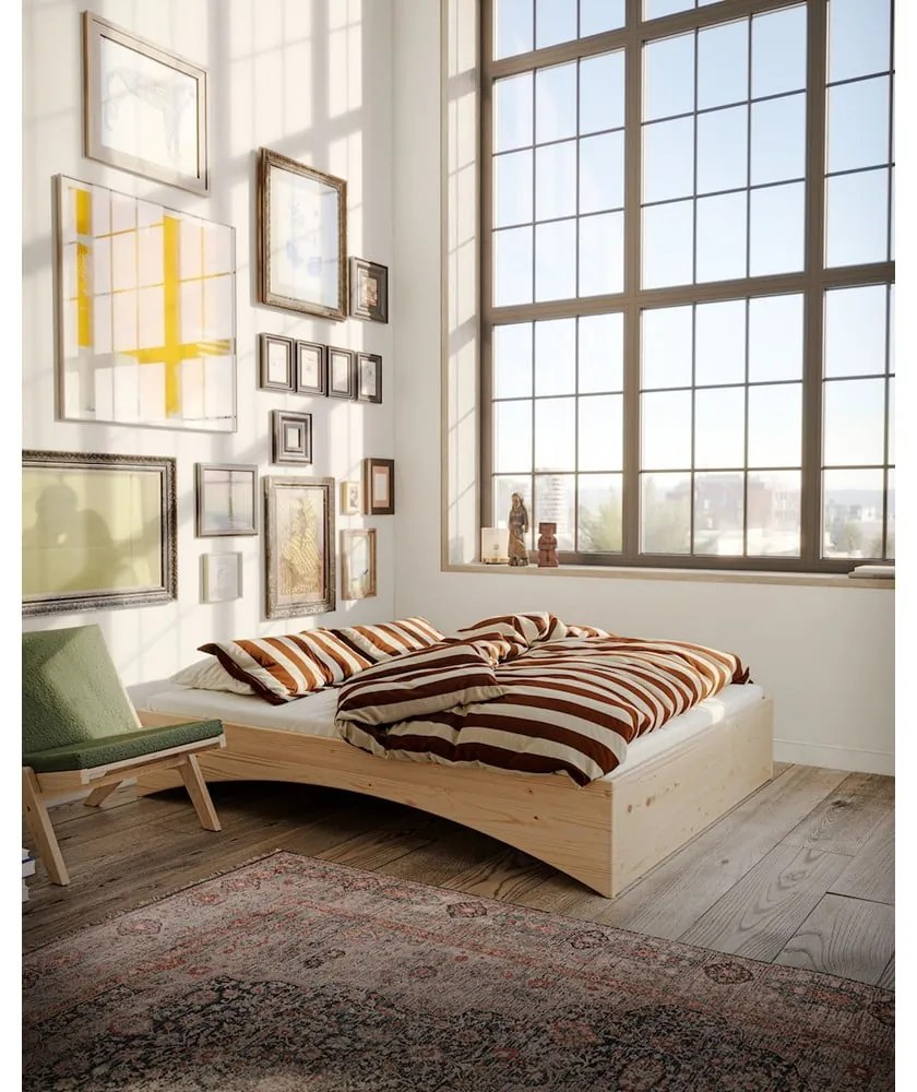 Двойно легло от масивен бор без табла в естествен цвят 140x200 cm Orbit – Karup Design