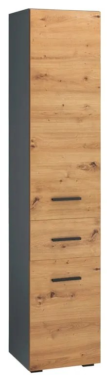 Висок/тесен шкаф за баня от декор от дъб в естествен цвят 180x35 cm Malika – Støraa