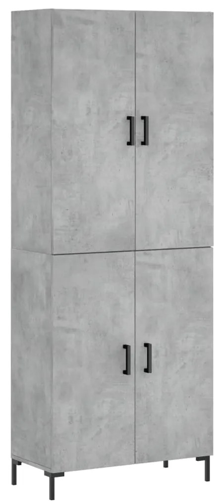 3195679 vidaXL Висок шкаф, бетонно сив, 69,5x34x180 см, инженерно дърво