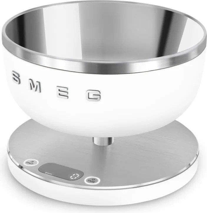 Кухненска везна Smeg Collezione KSC01WHMWW, До 5 кг/5 л, ТАРА, LED дисплей, Противоплъзгаща се основа, Автономия до 36 часа, Бял мат