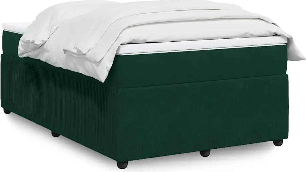 3285629 vidaXL Боксспринг легло с матрак, тъмнозелено, 120x190 см, кадифе