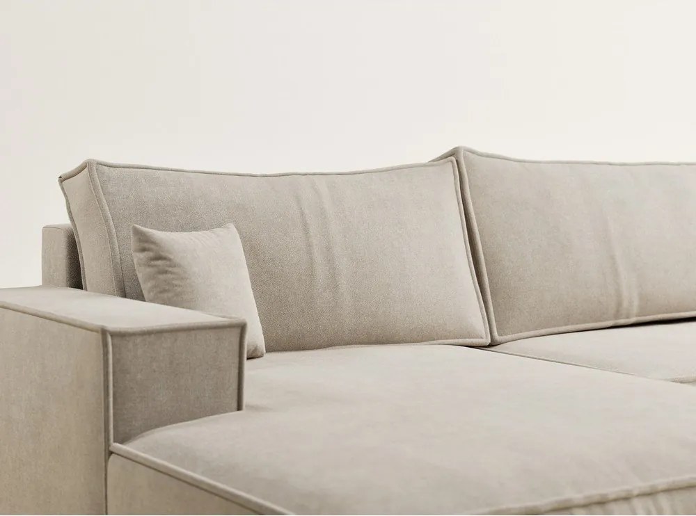 Бежов шенилов сгъваем/с място за съхранение ъглов диван (U форма) Kyoto – Maison de Rêve