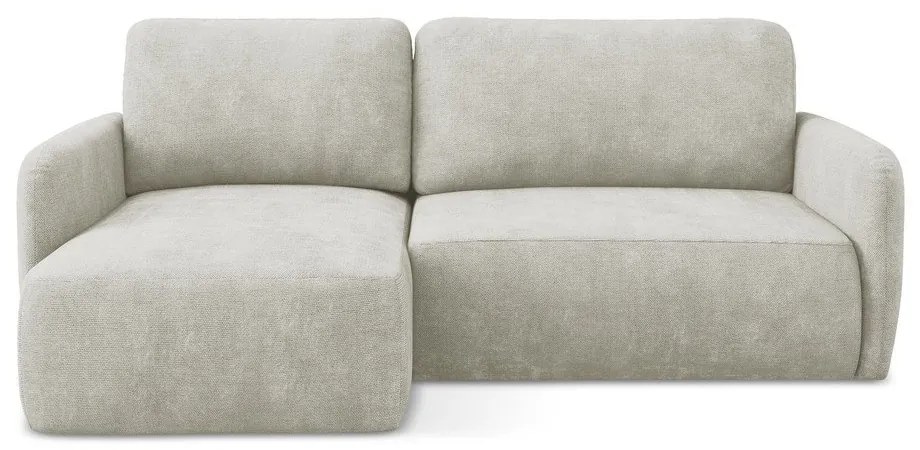 Кремав шенилов разтегателен ъглов диван с място за съхранение (ляв ъгъл) Lilo – Makamii