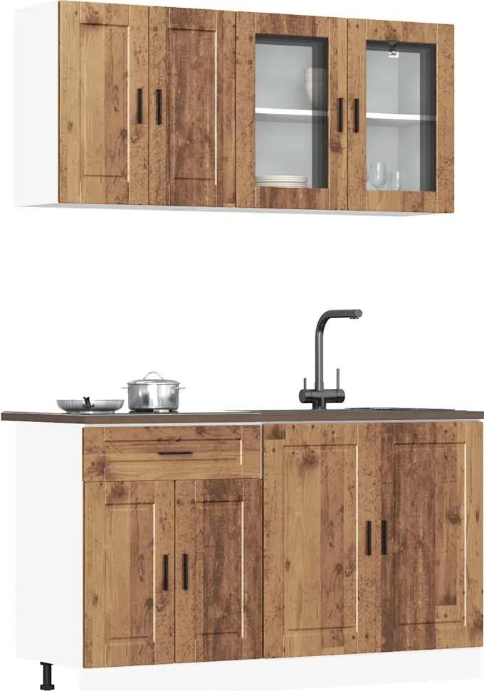 3314879 vidaXL Комплект кухненски шкафове от 4 части "Porto" Старо дърво Инженерно дърво