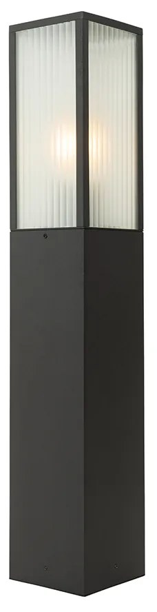 Стойка за външна лампа черна с релефно стъкло 80 см IP44 - Charlois