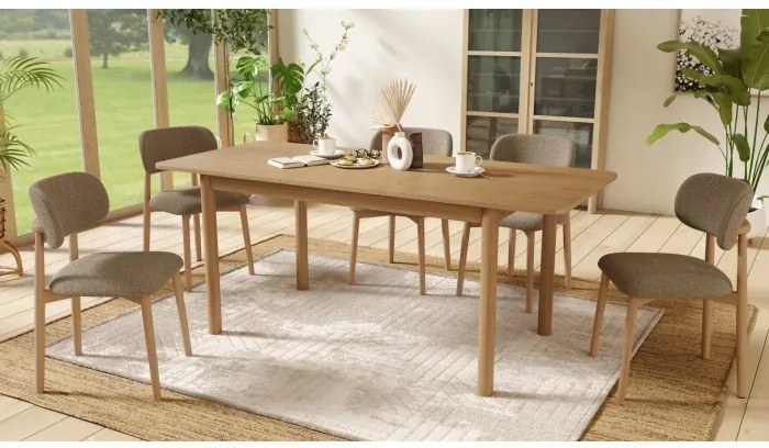 АЛДО Кафяв Таупе (тъкан Монза 40)/рамка лакиран дъб - ДЪРВЕН СТОЛ БУКЛЕ ЗА ДНЕВНА, ТРАПЕЗАРИЯ, КУХНЯ РЕТРО