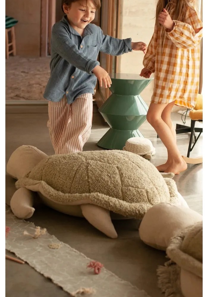 Зелен/кремав детски пуф Mrs. Turtle – Lorena Canals