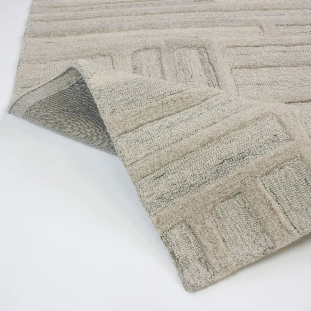 Сиво-бежова ръчно изработена вълнена пътека 80x300 cm Elva – Flair Rugs