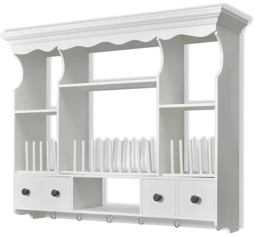 241372 vidaXL Дървен стенен кухненски шкаф, бял