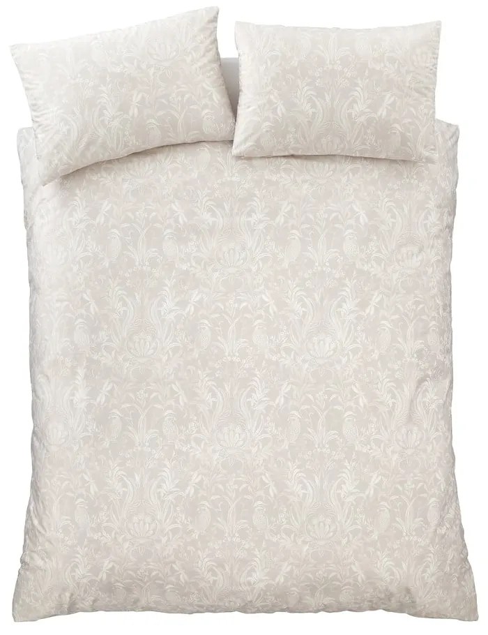 Бежово двойно удължено спално бельо 230x220 cm Bridgerton Regal Birds – Catherine Lansfield