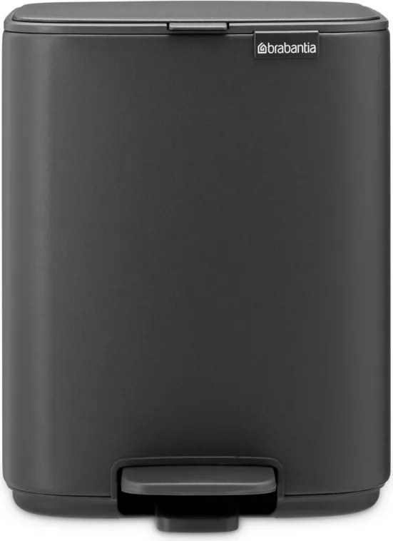 Кош за боклук Brabantia Bo Pedal 1010132, 7 л, Плавно затваряне, Гумирана основа, Минерално покритие, Тъмносив