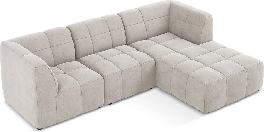 Бежов кадифен ъглов диван (десен ъгъл) Aloha – Makamii