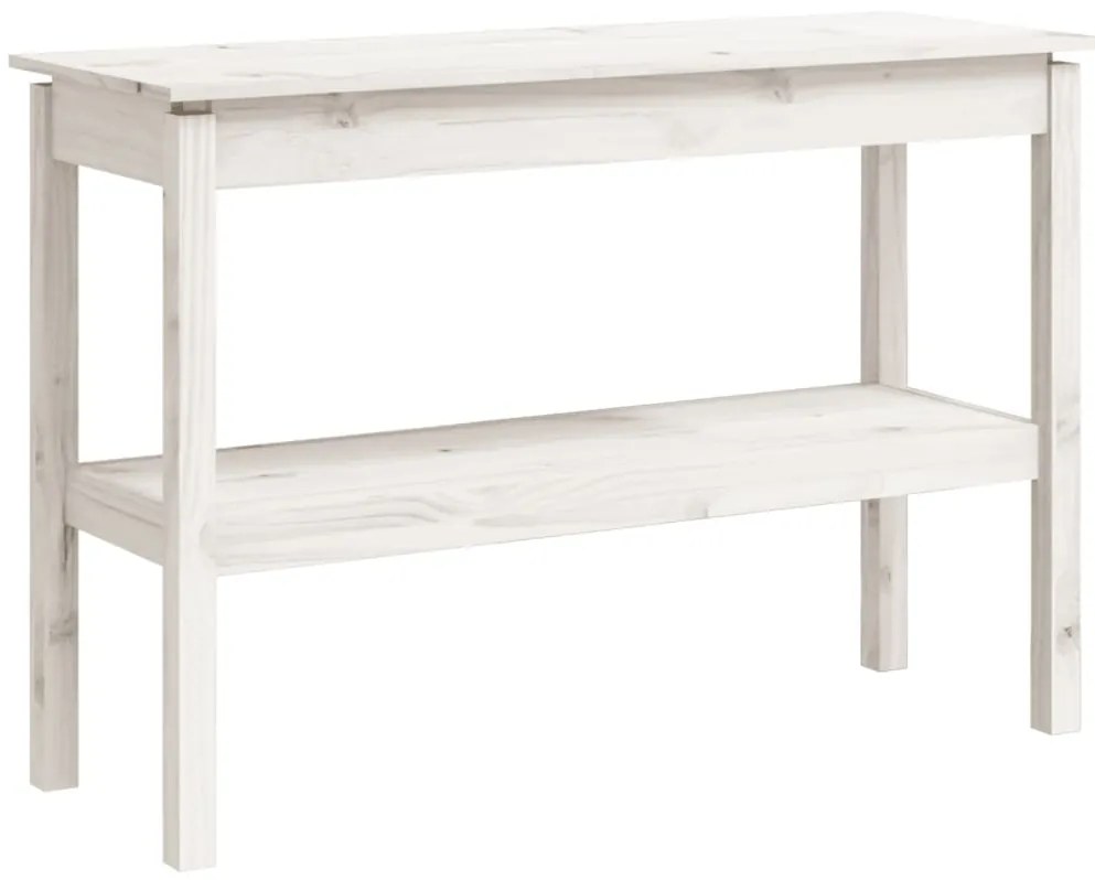 814300 vidaXL Конзолна маса бяла 110x40x75 см борово дърво масив