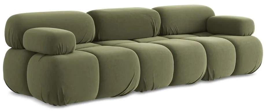 Светлозелен кадифен модулен диван 285 cm Lokua – Makamii