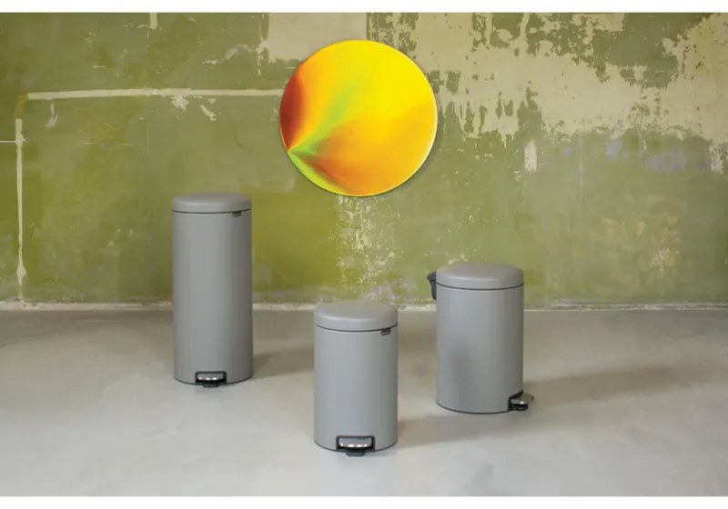 Кош за боклук с педал Brabantia NewIcon 1001090, 12 л, Плавно затваряне, Противоплъзгаща основа, Минерално покритие, Сив