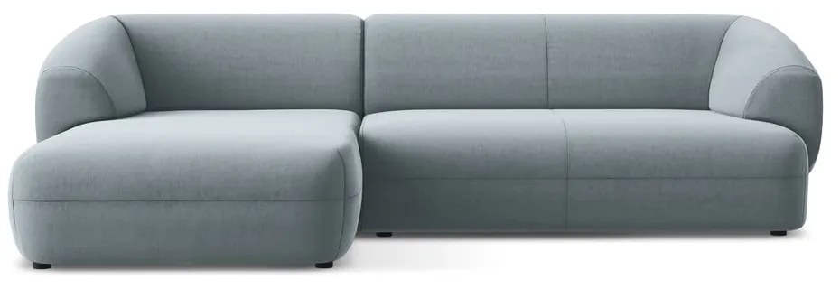 Светлосин кадифен ъглов диван (ляв ъгъл) Moana – Makamii