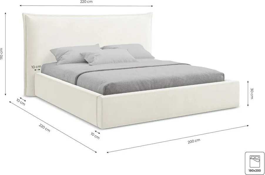 Теракотено двойно легло 180x200 cm тапицирано с място за съхранение с включена подматрачна рамка Esala – Makamii