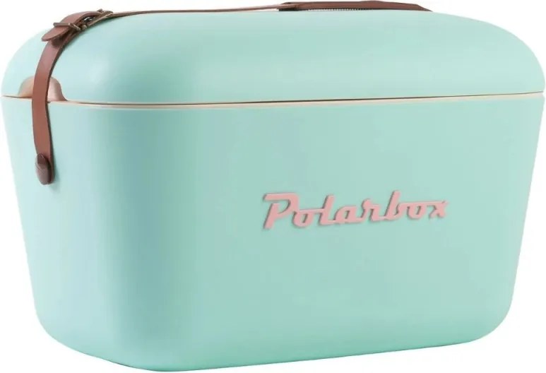 Хладилна чанта Polarbox Classic, 12 литра, AIRPOP полистирол, 5-15C до 24 часа, Класическа кожена каишка, Син/Розов