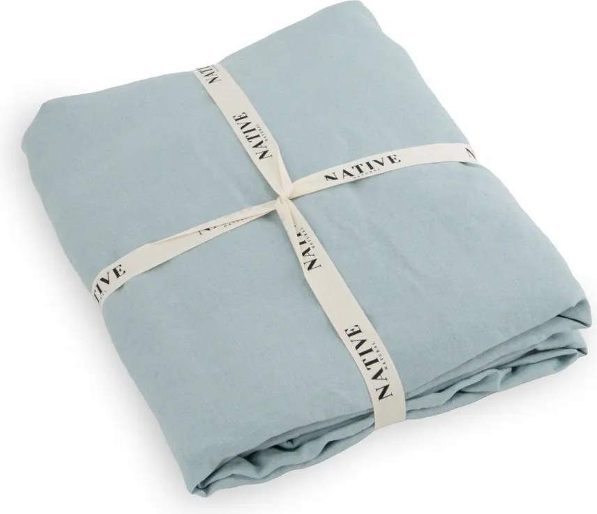 Светлосиньо единично ленено спално бельо 135x200 cm Aqua – Native Natural