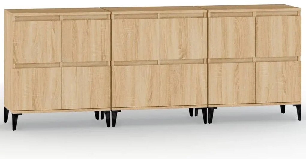 3185778 vidaXL Сайдборд, 3бр, дъб сонома, 60x35x70 см, инженерно дърво
