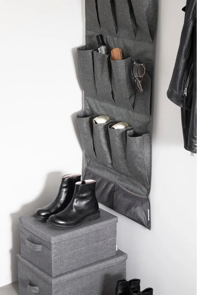 Сива текстилна кутия за съхранение с капак 40x30x22 cm Soft Storage – Bigso