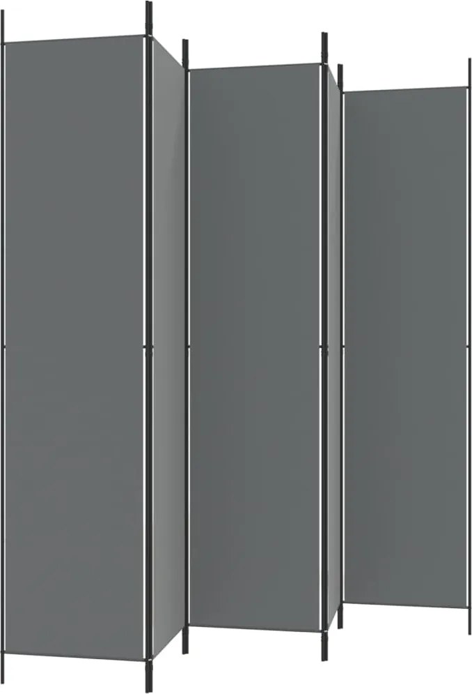 Параван за стая Alaya, 5 панела, антрацит, 250x220 cм, текстил