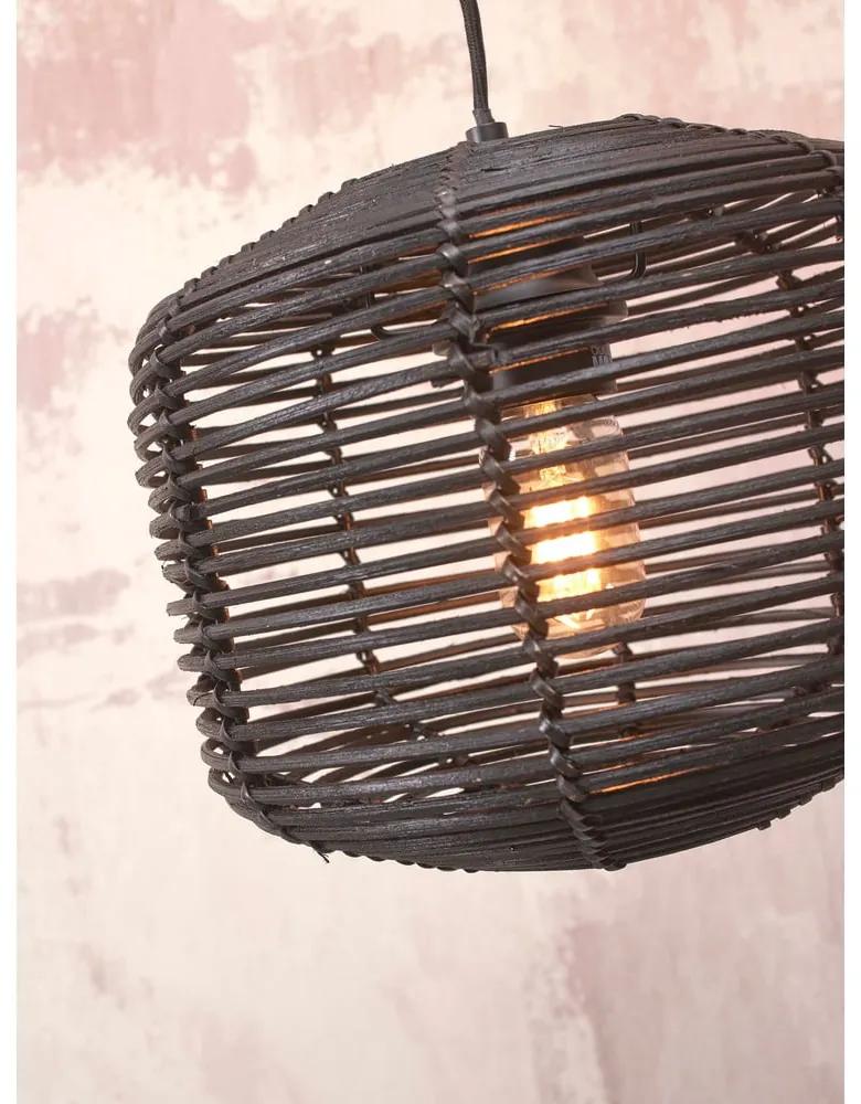 Черна подова лампа с абажур от ратан (височина 150 cm) Tanami - Good&amp;Mojo
