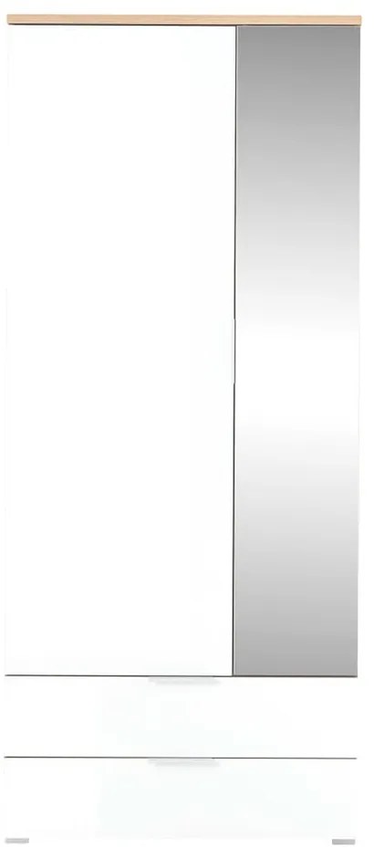Бял гардероб от дъб с огледало 84x196 cm Telde - Germania