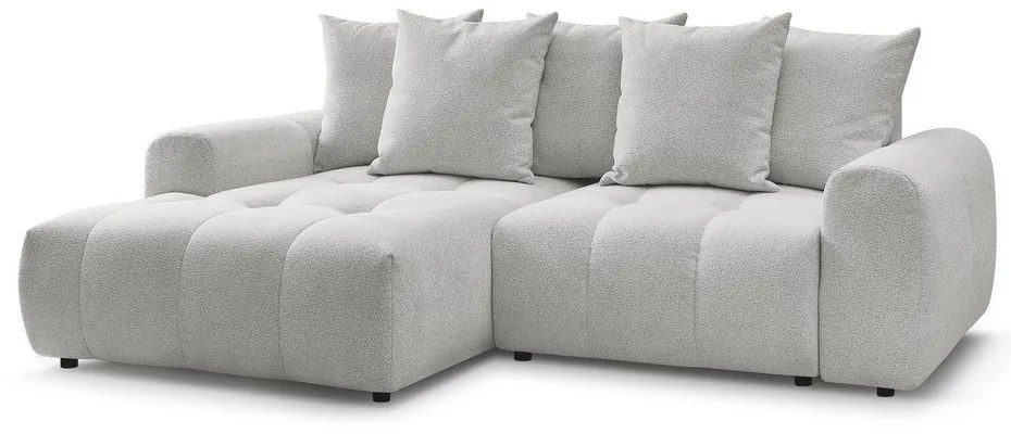 Светлосив шенилов сгъваем/с място за съхранение ъглов диван (ляв ъгъл) Roxelane – Bobochic Paris