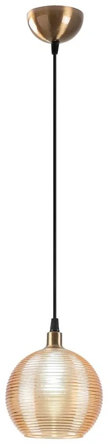 Жълта охра и златисто висящо осветително тяло със стъклен абажур ø 15 cm Muzo – Opviq lights