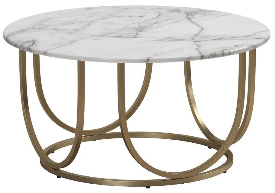 Бяла/ в златист цвят кръгла масичка за кафе от декор от мрамор ø 79 cm Gwyneth – CosmoLiving by Cosmopolitan