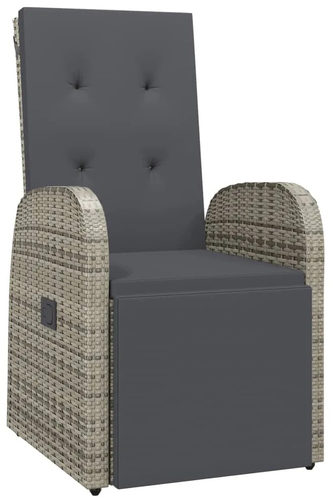 319540 vidaXL Накланящ се градински стол с възглавници, полиратан, сив