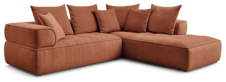 Теракотен шенилов ъглов диван (десен ъгъл/L форма) Whesley – Bobochic Paris
